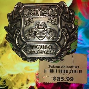 Patrón tequila silver collection belt buckle